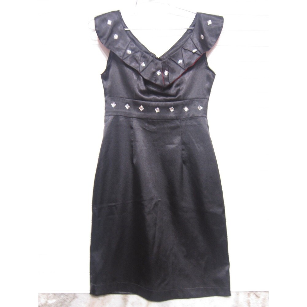 Zara Basic Sleeveless Black Dress W/Jewels Size M